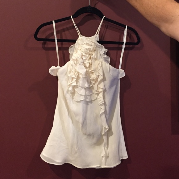 BCBGMAXAZRIA- Ivory Chiffon Rose top!