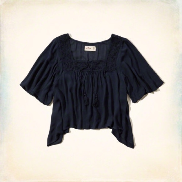 Navy Peasant Top - Picture 2 of 4