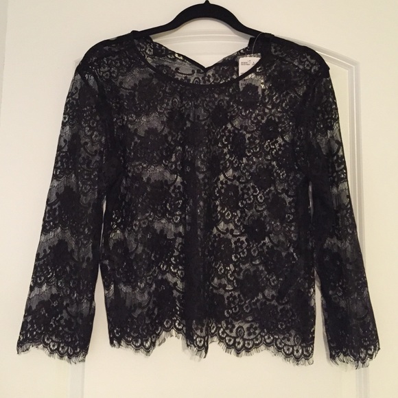 Black 3/4 sleeve lace top size small forever 21
