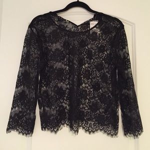 Black 3/4 sleeve lace top size small forever 21