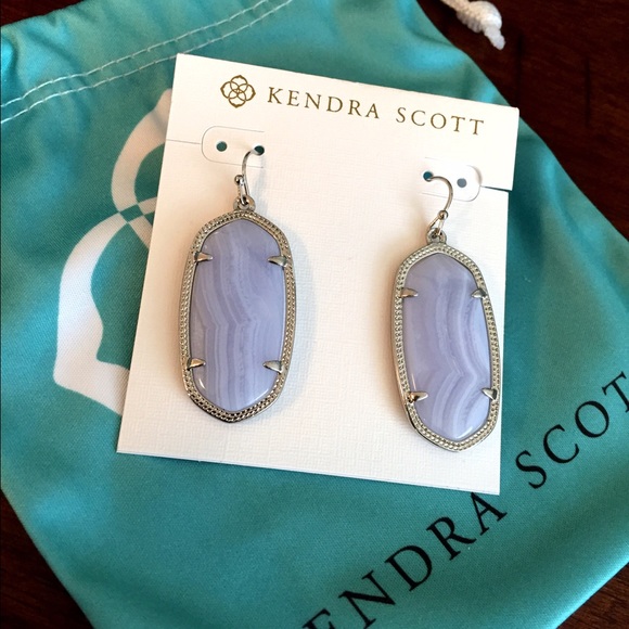 Kendra Scott Elle Earrings - Blue Lace Agate - Picture 1 of 1
