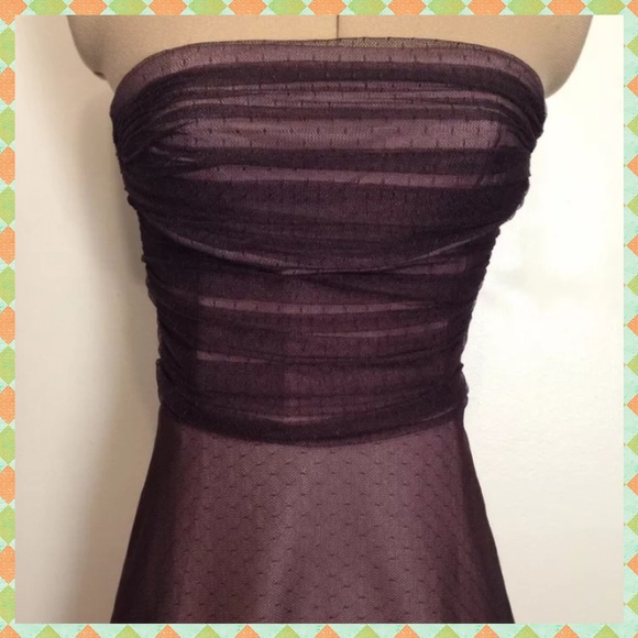 SOLD!!!!! BCBGMaxAzria Brown Tulle Strapless Dress - Picture 2 of 3