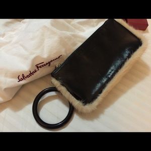 Salvatore ferragamo black clutch