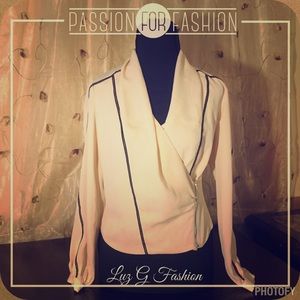 NWT Bebe Multi Trim Wrap Top