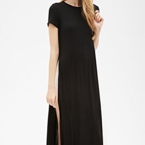 black shirt dress with slits on the sides