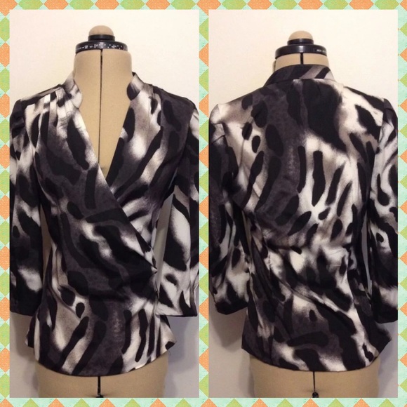 Ann Taylor Silk Leopard Print Faux Wrap Top