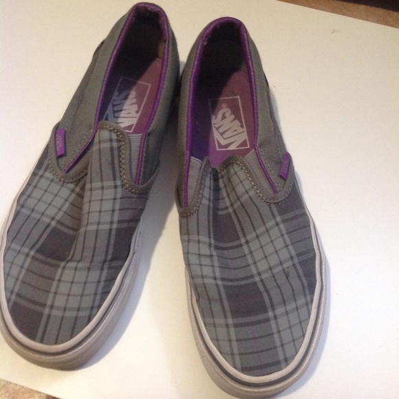 Vans ONLY WORN ONCE gray plaid shoes