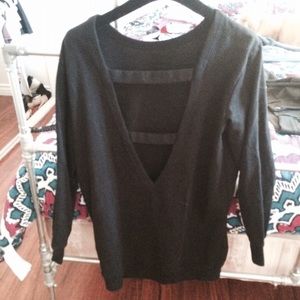 Black sweater with back cutout detail