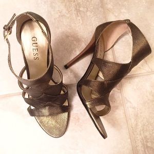 Guess Bronze Gladiator Style Heels