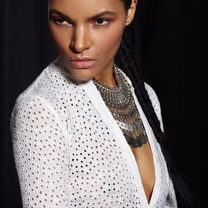 BCBGMAXAZRIA "Lola" Eyelet Blouse