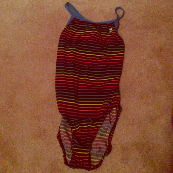 A one piece racing swim suit