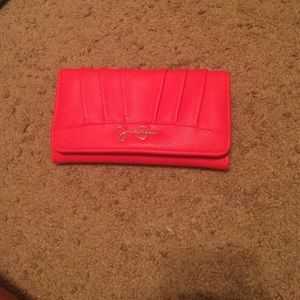 Bright coral pink wallet