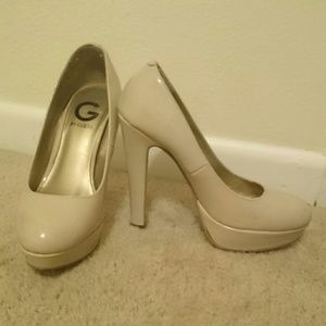 Nude Fuax Leather Heels