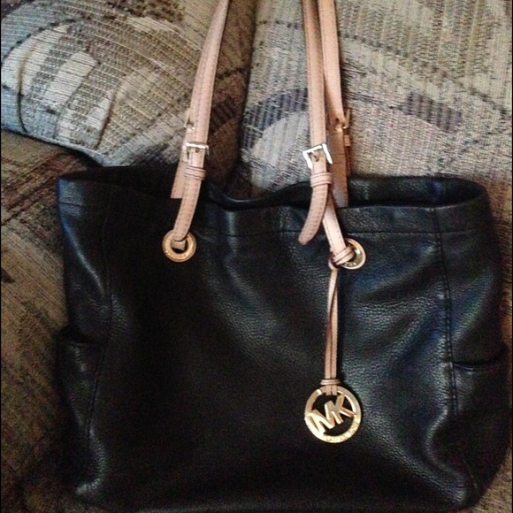 Authentic MK black leather handbag