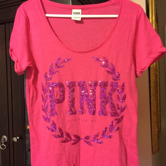 PINK VICTORIA SECRET Bling Crest Tee