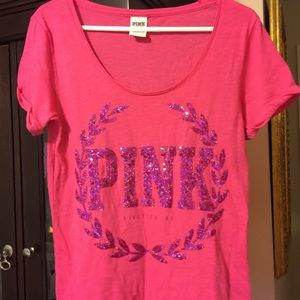 PINK VICTORIA SECRET Bling Crest Tee