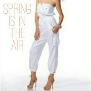 white cargo jumpsuit