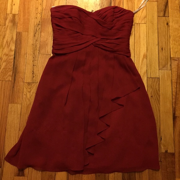 Red chiffon David's Bridal Bridesmaid dress