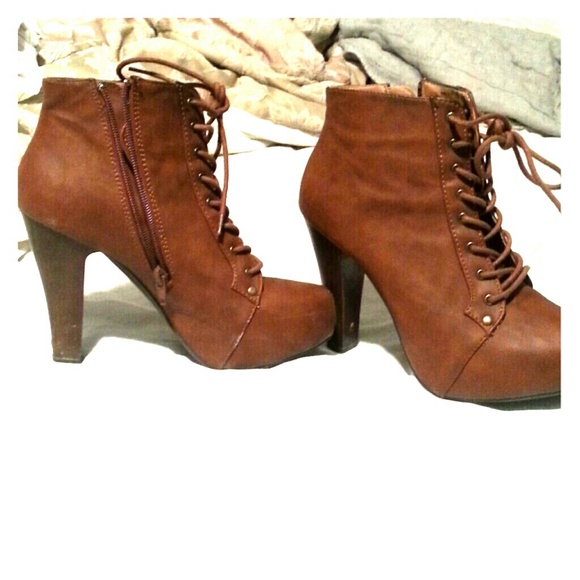 Charlotte Russe brown lace up heels