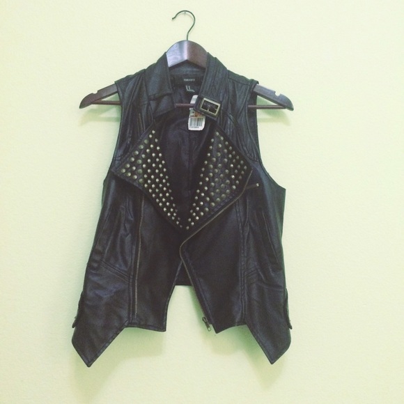 Studded faux leather vest