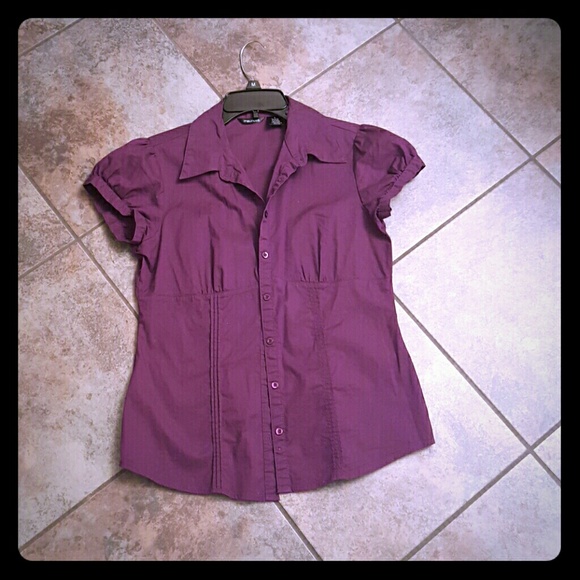 Purple Short Sleeve Dress Shirt