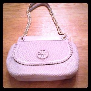 Tory Burch Marion Quilted Shoulder Bag Galaxy Grey