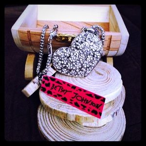 Betsey Johnson Sweater Chain Silver tone Heart