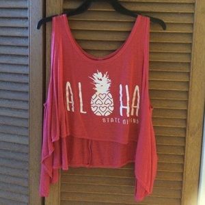Pink cropped graphic tank