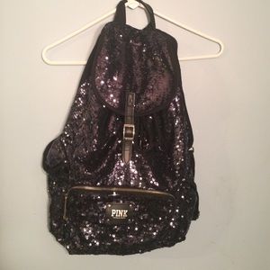 Black Sequin Victoria Secret Backpack