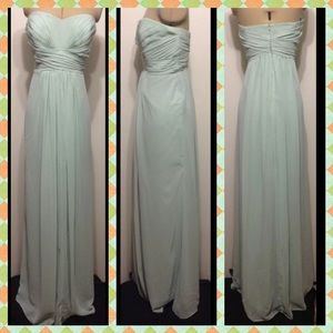 David's Bridal Long Chiffon Meadow Green F15555