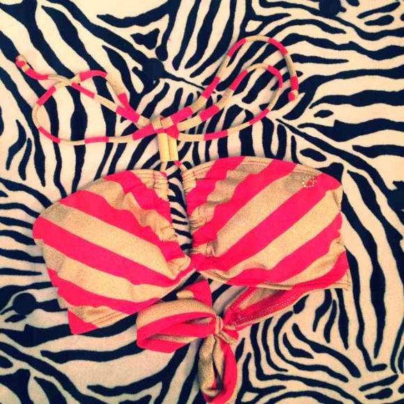 SPARKLY gold & red GUESS bikini top- MED