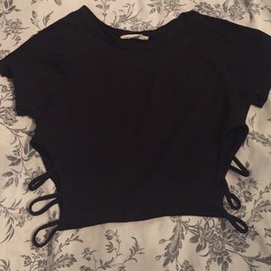 Black Baby Tee With Cut- Outs On The Side NWOT