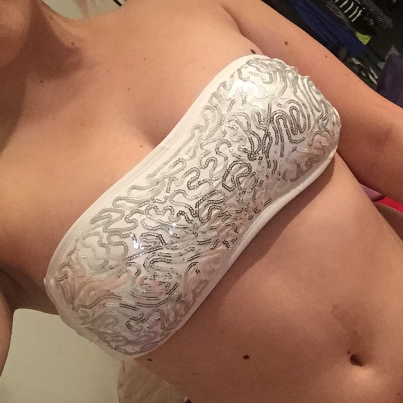 White and silver bathing suit top!