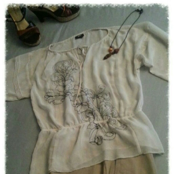 Sheer cream blouse