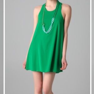 Alice and Olivia holiday party green silk dress