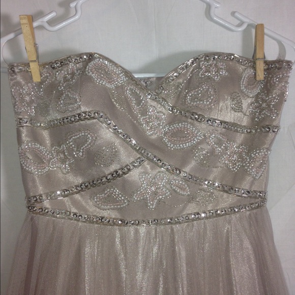 Mauve grey prom dress