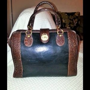 Brahmin Large Tuscan Black/Brown croc embossed bag