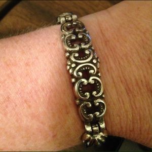 Brighton silver and black leather bracelet