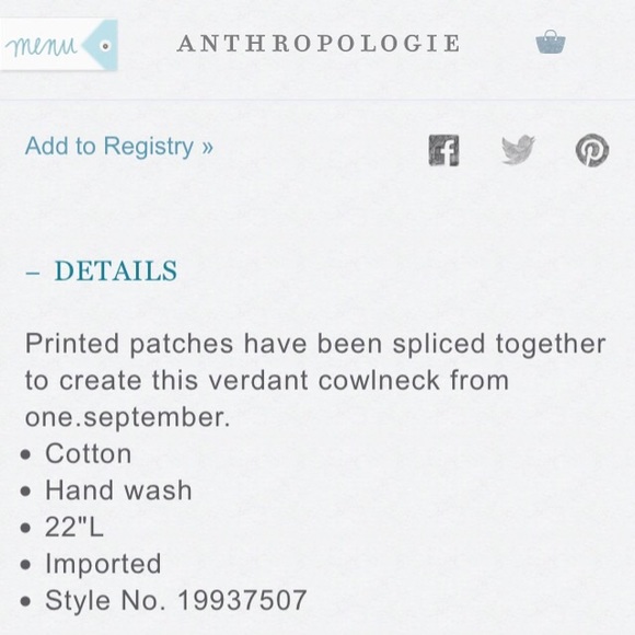 🌱Anthro Garden Print Cowlneck Blouse - Picture 3 of 4