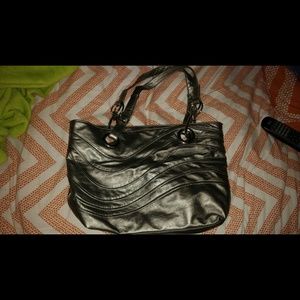 Metallic grey tote