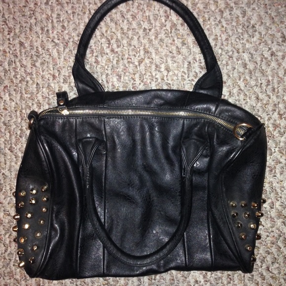 Black leather studded purse