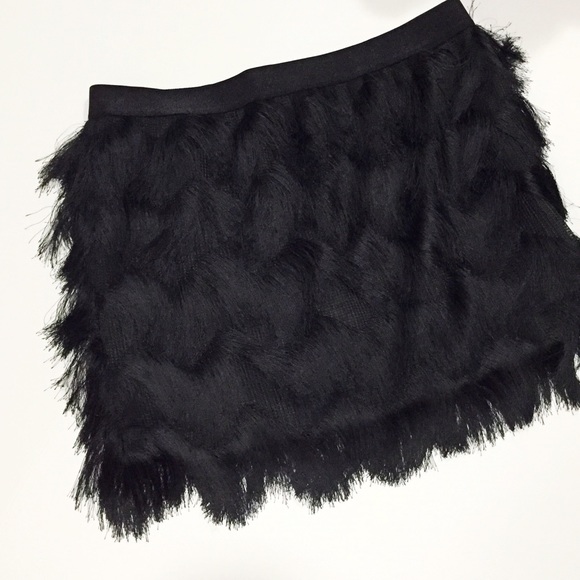 Black Fringe Mini Skirt