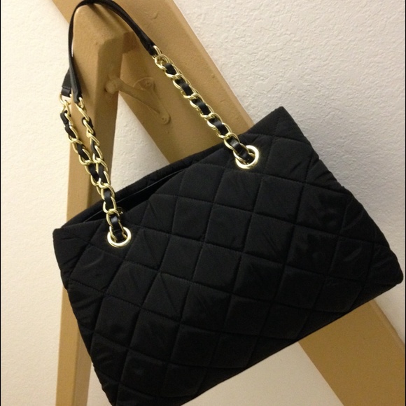 Quilted black handbag