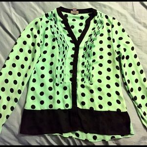 Dressy light green polka dot blouse