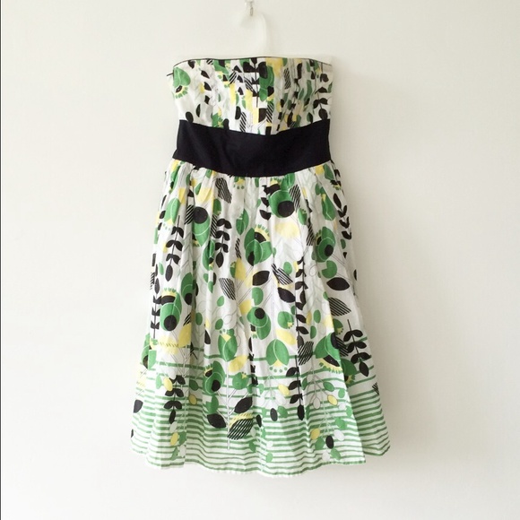XOXO Yellow and Green Strapless Dress