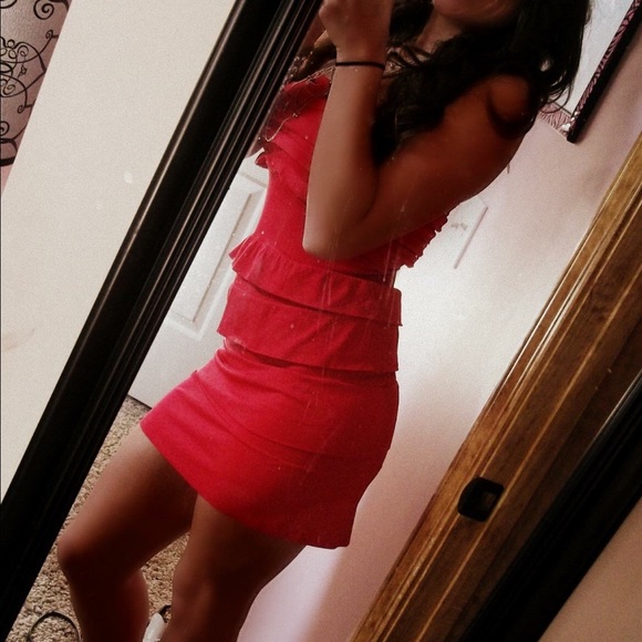Red ruffle bodycon dress