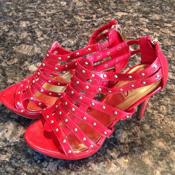 Hot red Heels with Gold studs!