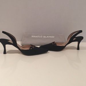 Manolo Blahnik black silk shoes size 35.5.