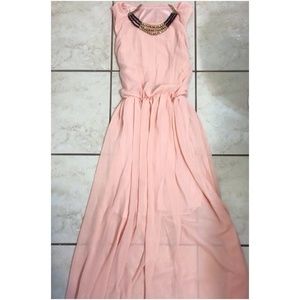 PASTEL PINK CHIFFON MAXI DRESS