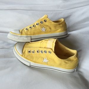 yellow slip on converse
